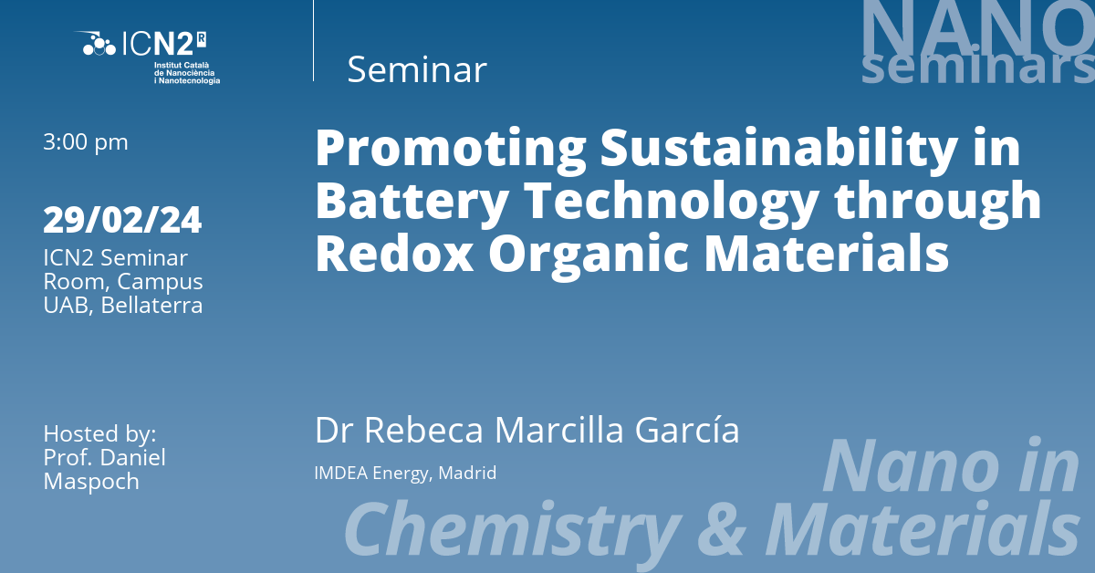 Promoting sustainability in battery technology through redox organic materials, Dr Rebeca Marcilla